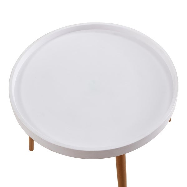 Modern Round Coffee Table with Beech Wood Legs