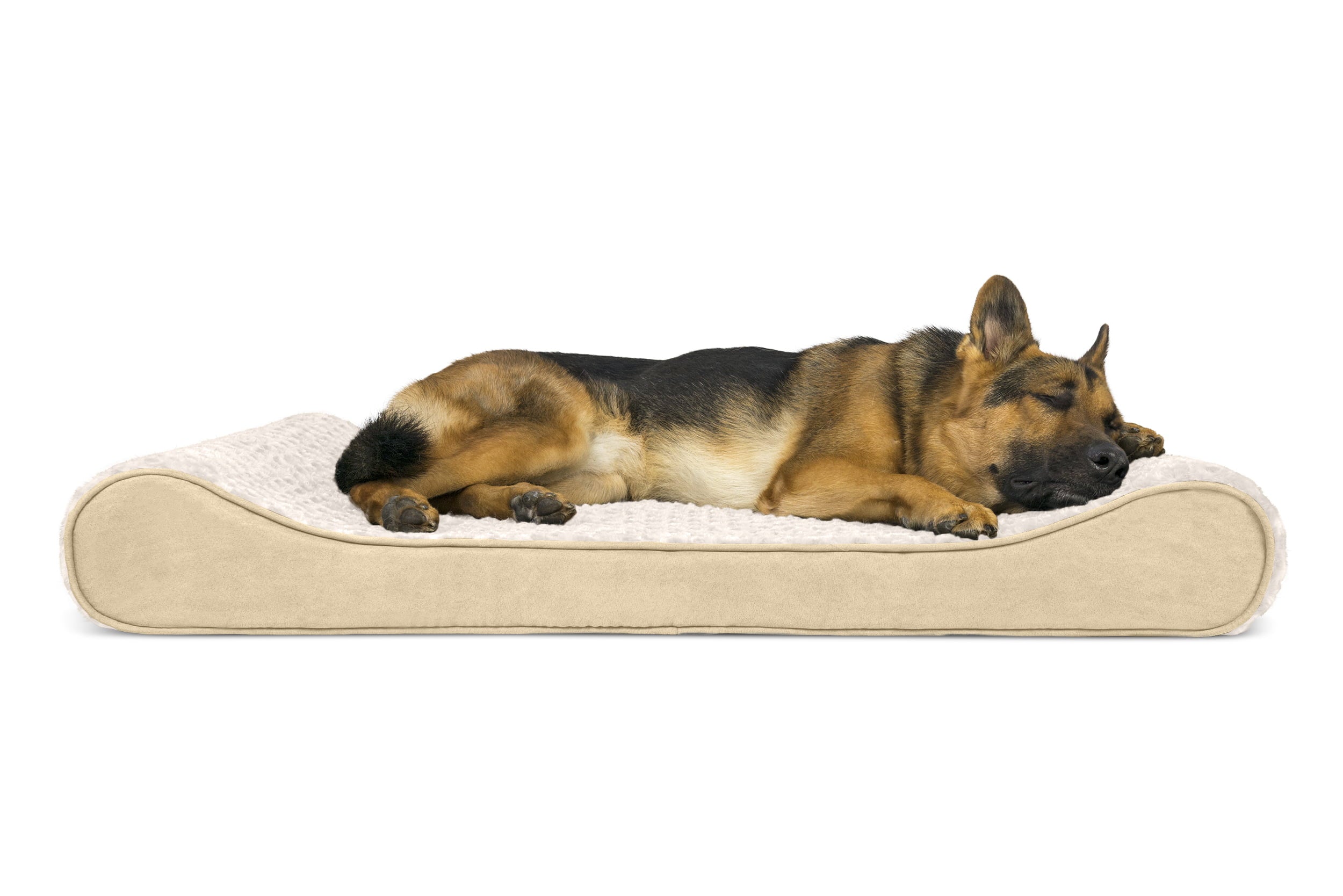 FurHaven Pet Dog Bed | Orthopedic Ultra Plush Luxe Lounger Pet Bed for Dogs and Cats， Cream， Jumbo