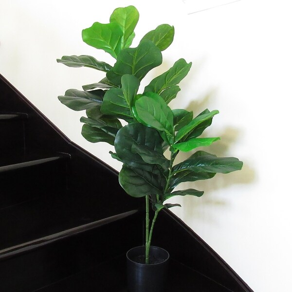 3ft Artificial Fiddle Leaf Fig Tree Plant in Black Pot