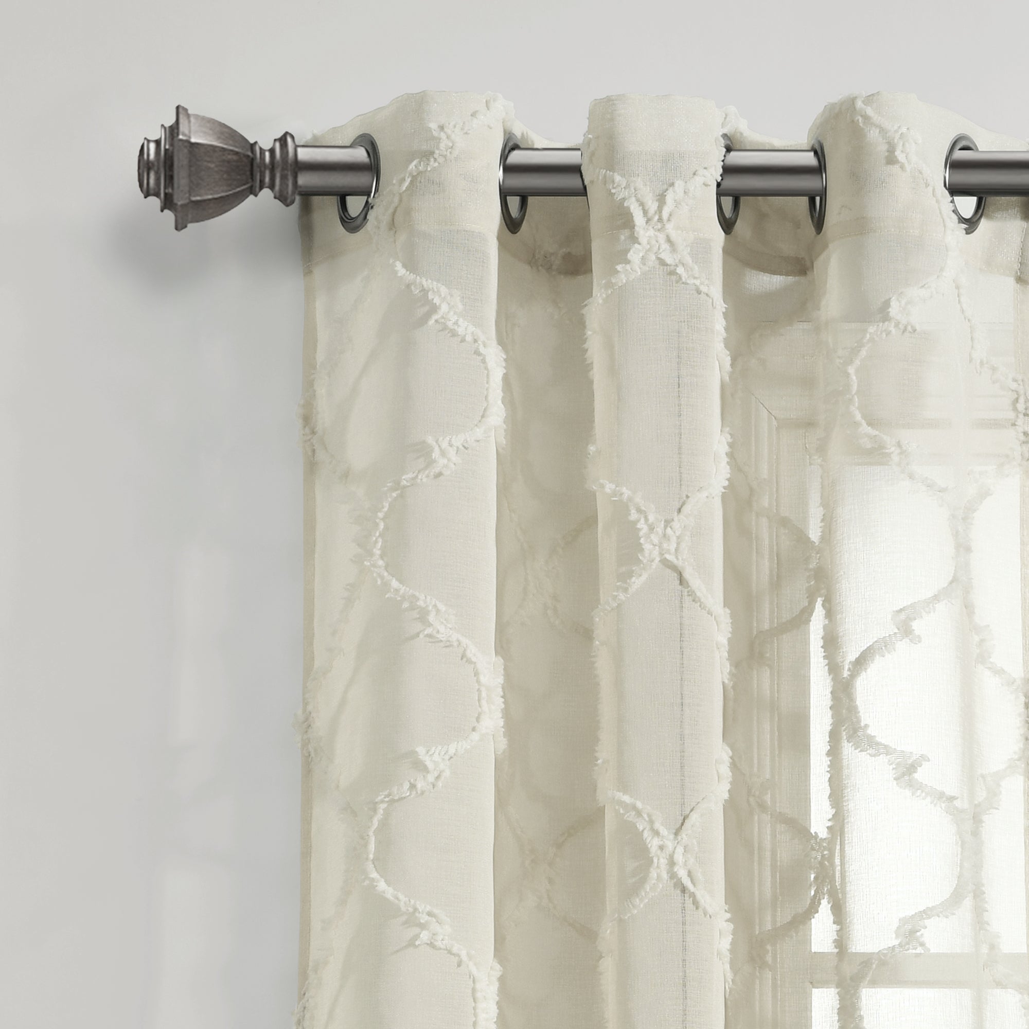 Avon Trellis Grommet Sheer Window Curtain Panel Set