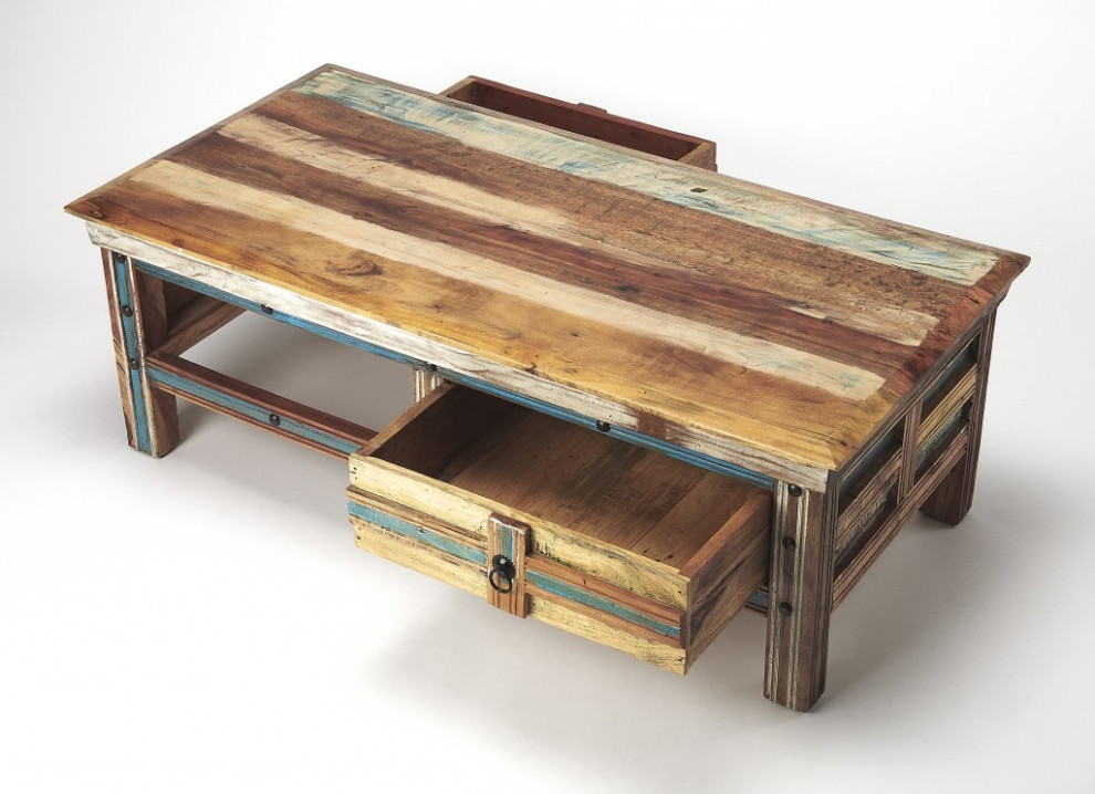 Rustic Painted Coffee Table   Farmhouse   Coffee Tables   by HomeRoots  Houzz