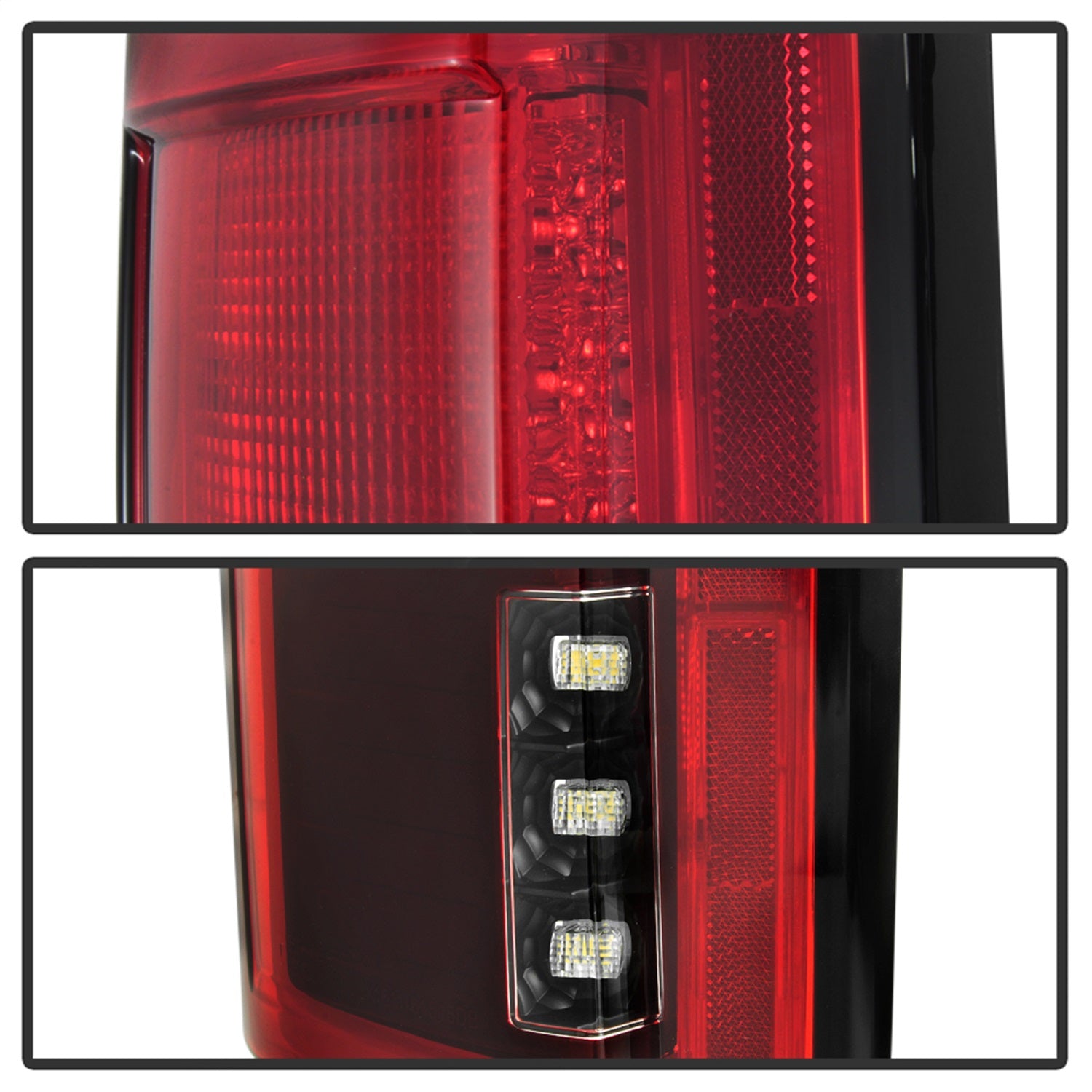 Spyder Auto 5085320 LED Tail Lights; Light Bar; Compatible w/Rear Blind Spot Sensor Only; Red Clear;