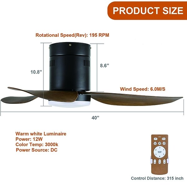 Topcraft 40 Inches Ceiling Fan with LED Light and Remote Control - Brown Shopping - The Best Deals on Ceiling Fans | 41086011