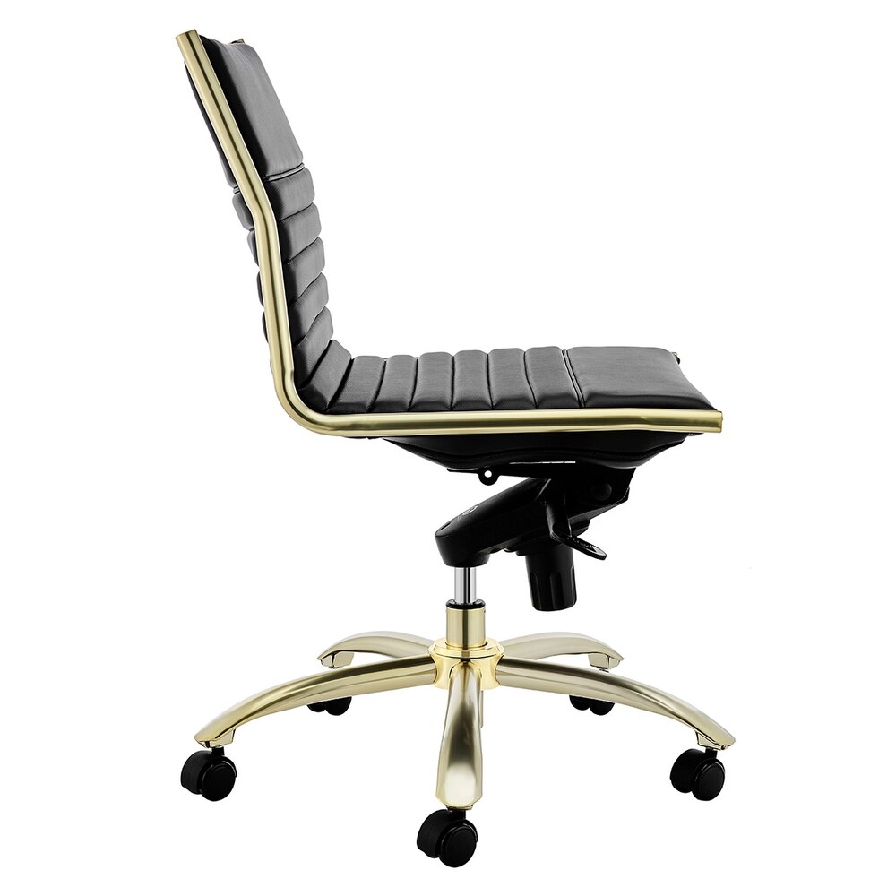 Dirk Low Back Office Chair w/o Armrests in Black with Matte Brushed Gold Base