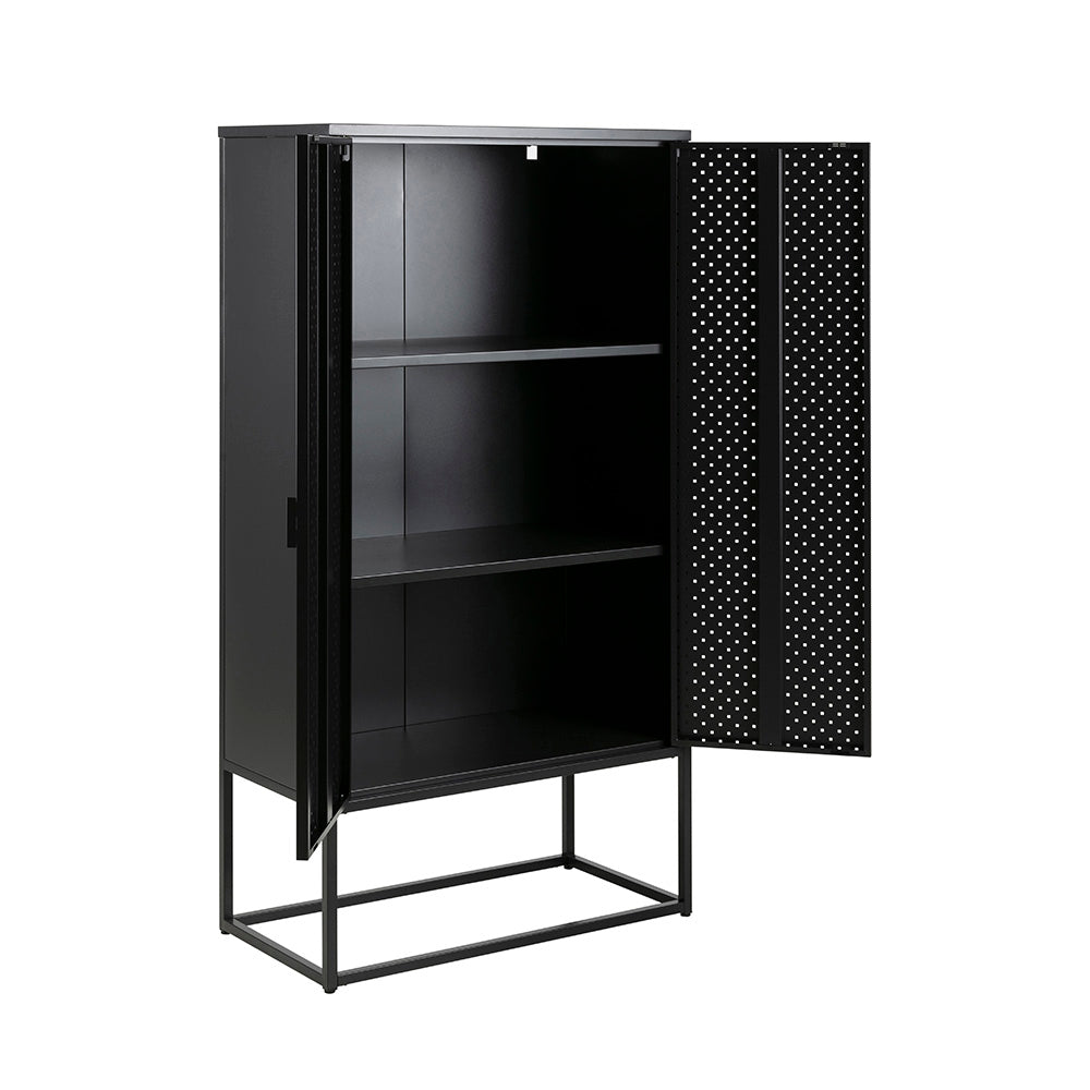 NEWTON Tall Sideboard Cabinet Unit 80cm - Black