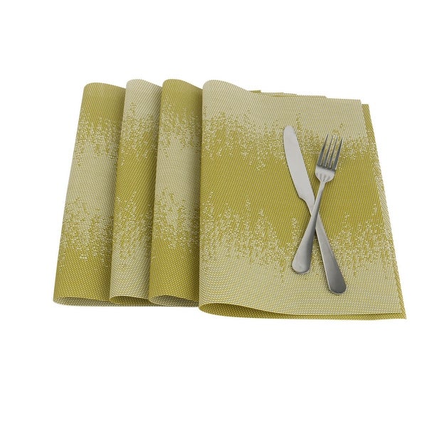 Woven Placemats Set of 6 Heat Resistant Place Mats Anti-slip PVC Square Green