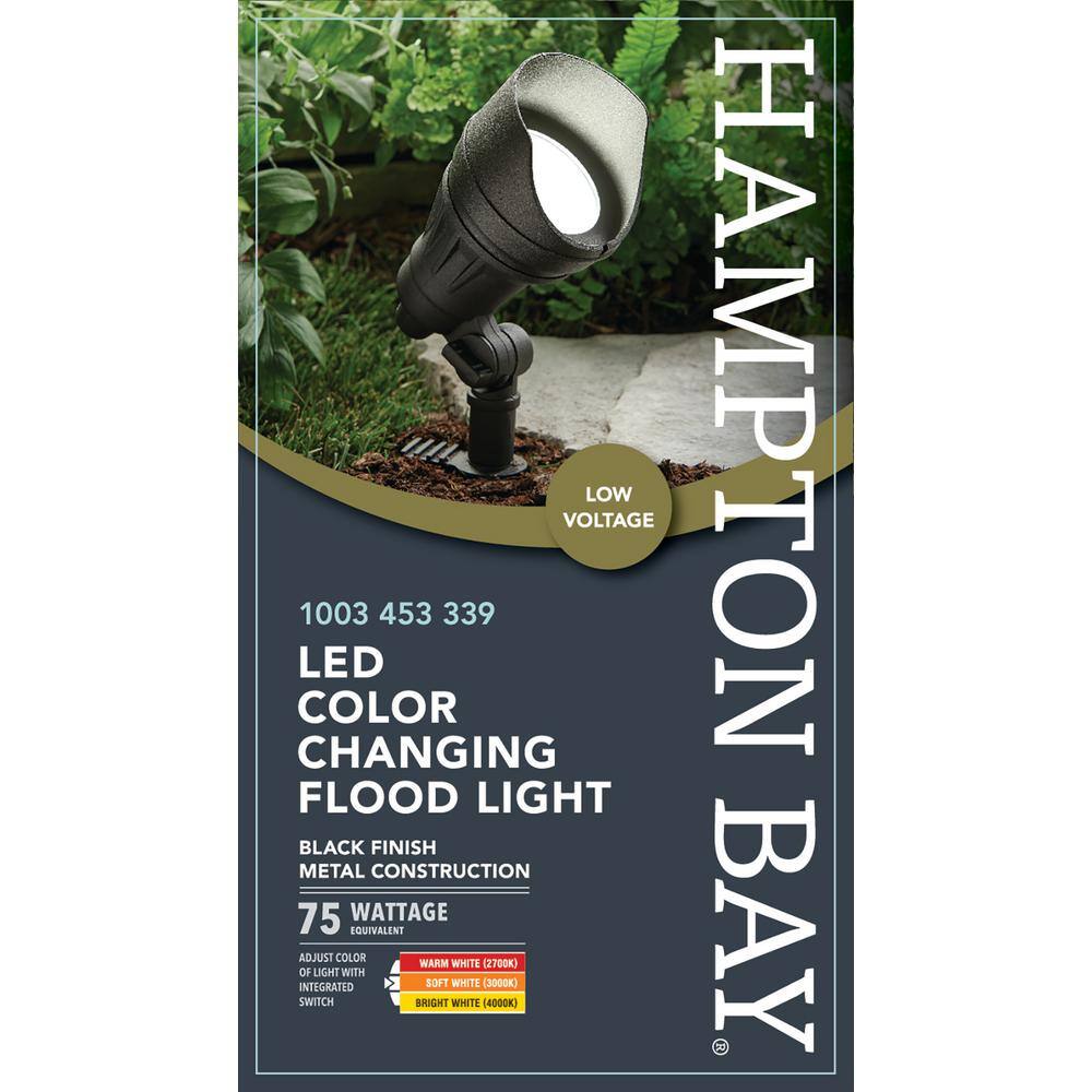 Hampton Bay 13.3-Watt Millennium Black Adjustable Light Color Outdoor Integrated LED Landscape Flood Light IWH1501LL-5