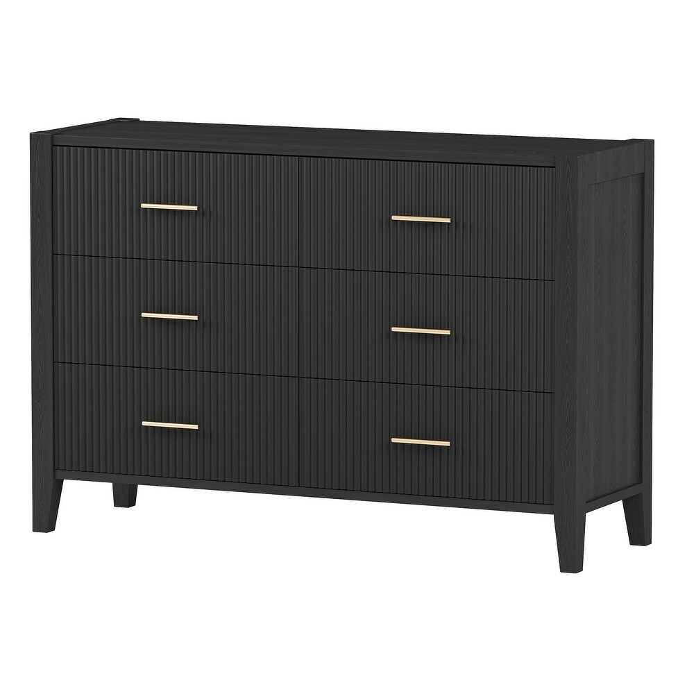 6 Drawer Dresser with Metal Handle for Bedroom