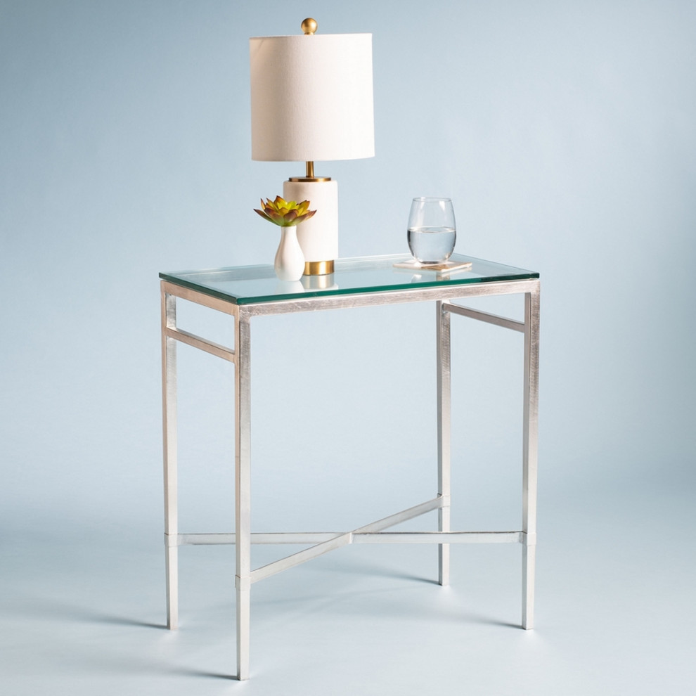 Lincoln Antique Silver Glass Side Table   Contemporary   Side Tables And End Tables   by Rustic Home Furniture Deco  Houzz