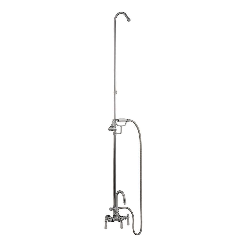 Pegasus 3-Handle Claw Foot Tub Faucet with Gooseneck Spout Riser and Hand Shower for Acrylic Tub in Polished Chrome 4024-PL-CP