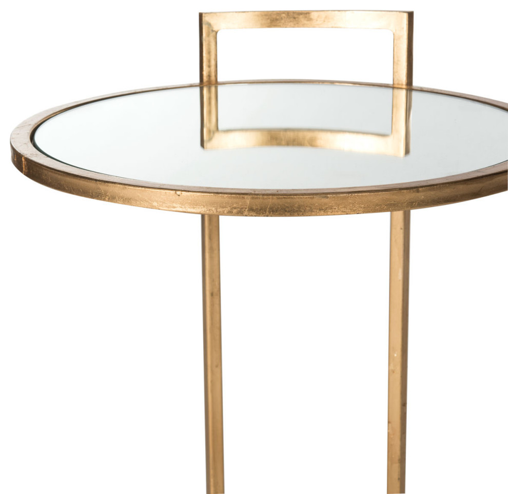 Katlyn Round Gold Leaf End Table Antique Gold   Contemporary   Side Tables And End Tables   by AED Luxury Home Decor  Houzz