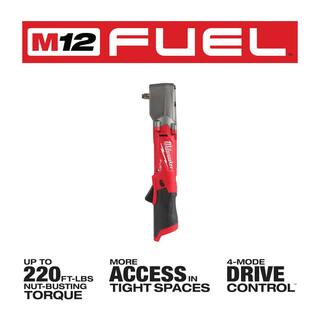 MW M12 FUEL 12V Lithium-Ion Brushless Cordless 38 in. Right Angle Impact Wrench wHigh Output 2.5 Ah Battery 2564-20-48-11-2425