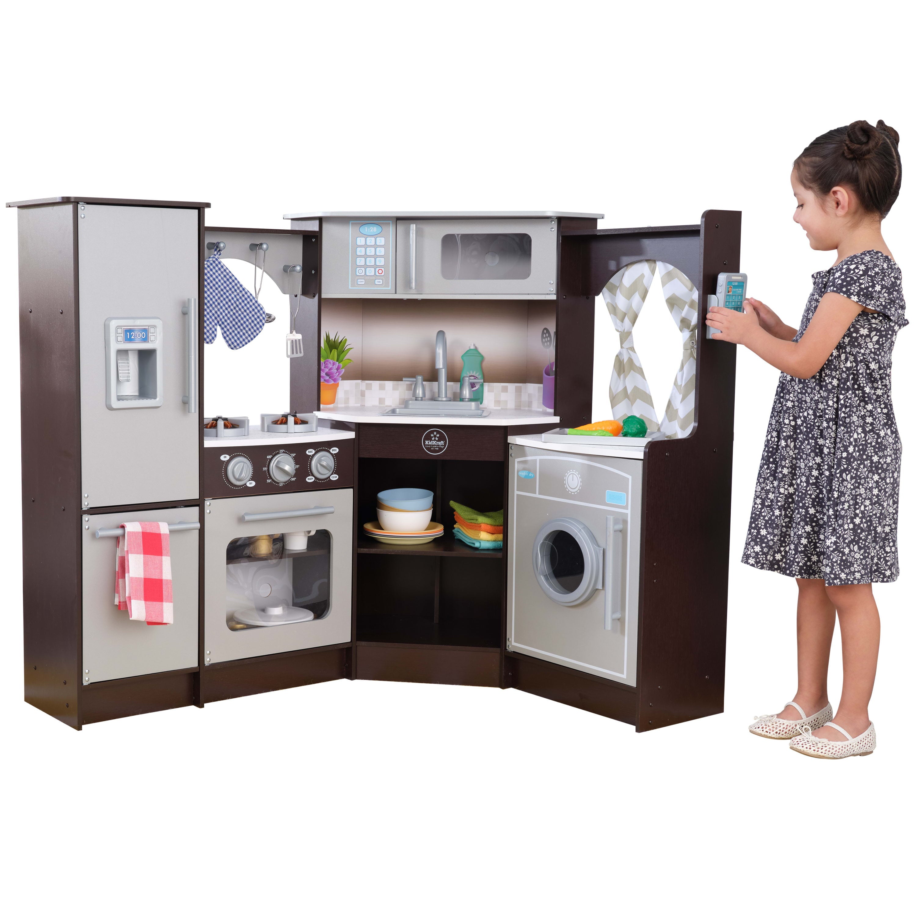 KidKraft Ultimate Corner Play Kitchen with Lights and Sounds - Espresso