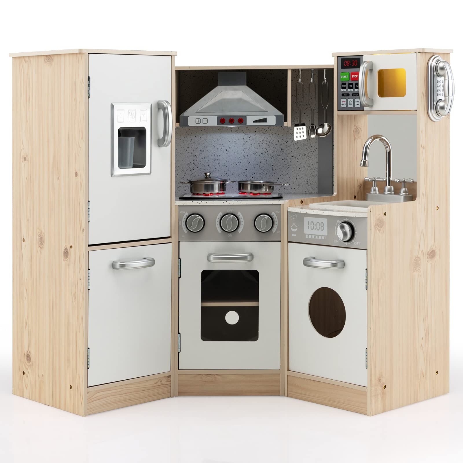 Costzon Kids Kitchen Playset, Wooden Pretend Play