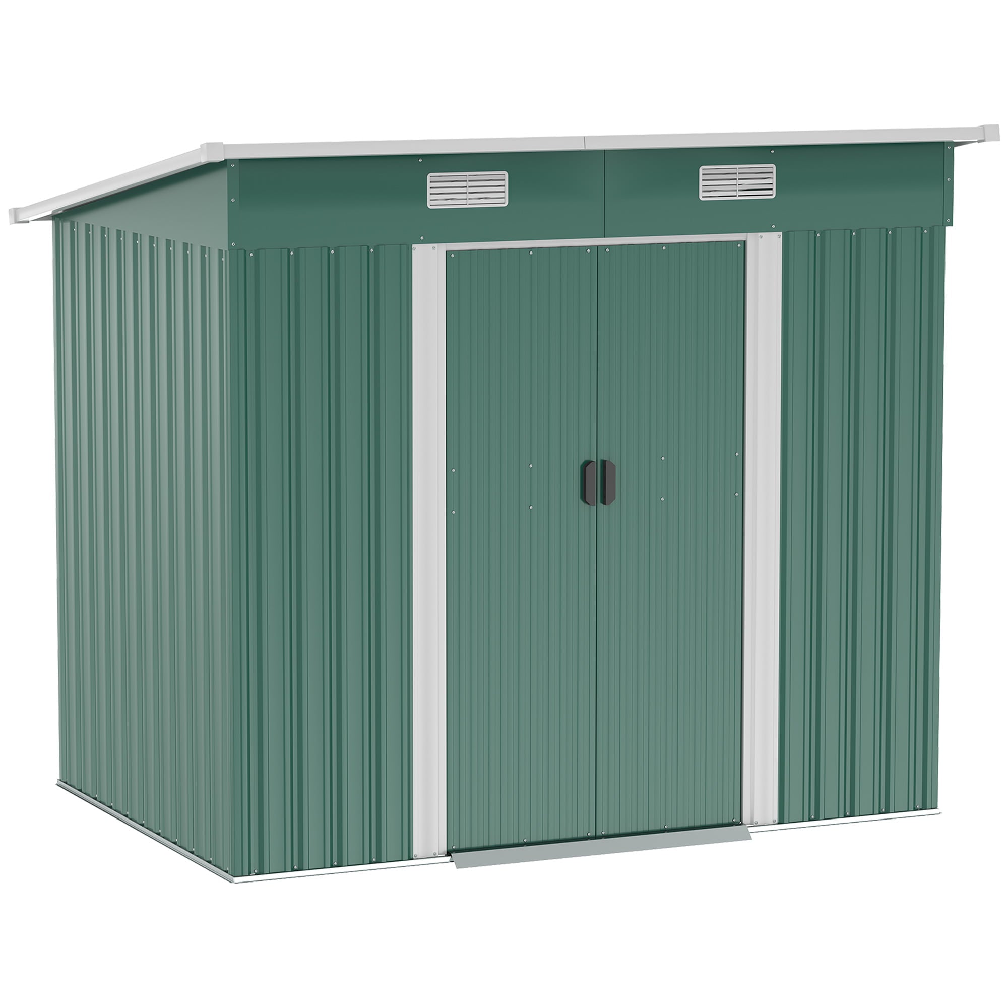 Outsunny 7' x 4' Metal Outdoor Storage Shed, Dark Green