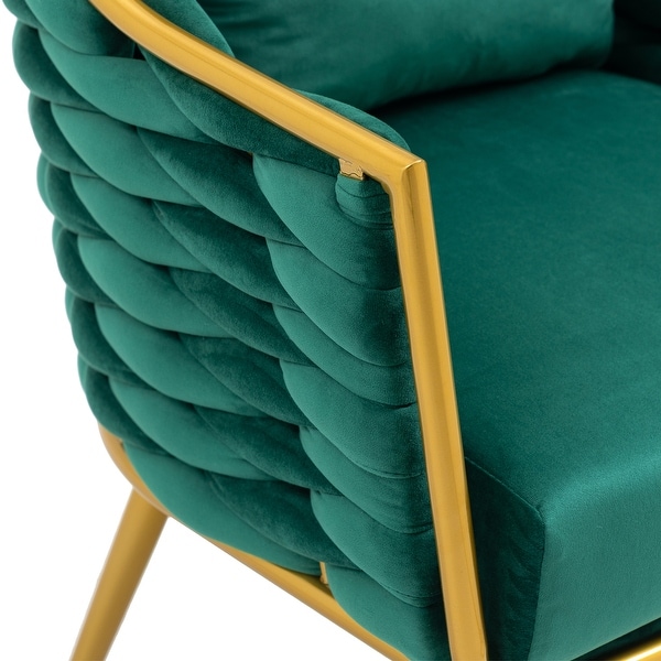 Modern Glam Velvet Upholstered Tufted Accent Chair with Metal Legs