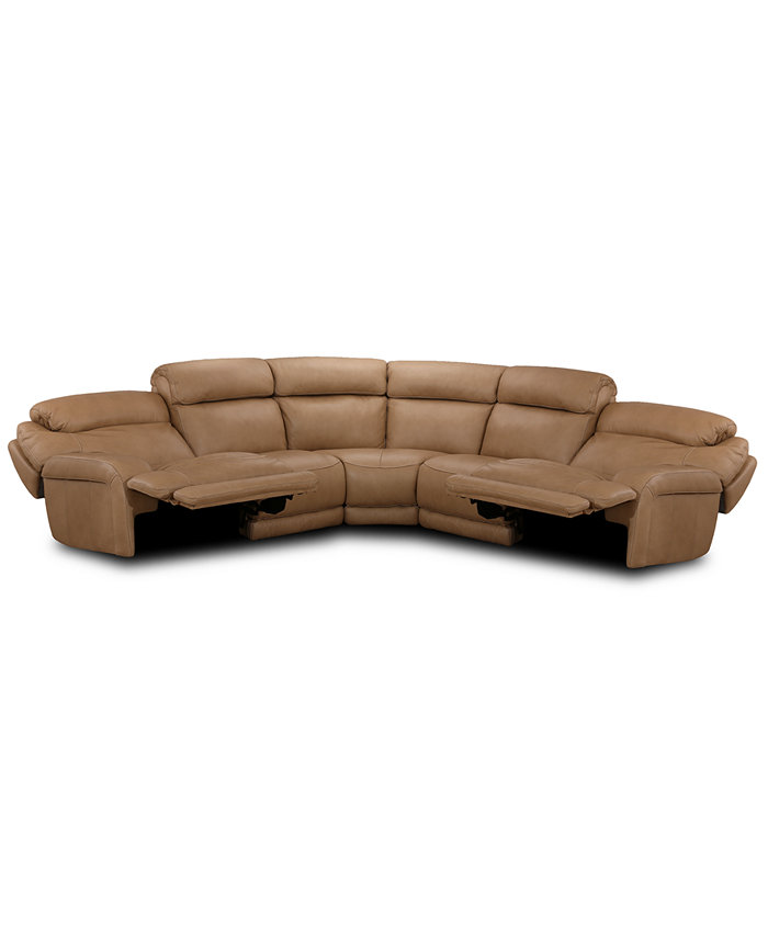 Furniture CLOSEOUT! Daventry 5-Pc. Leather Sectional Sofa With 2 Power Recliners Power Headrests And USB Power Outlet