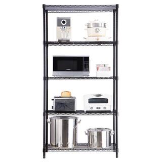 mzg 5 Tier Black Coating Utility Wire Shelving Unit 18 in. x 36 in. x 72 in. E4590180OK501LB