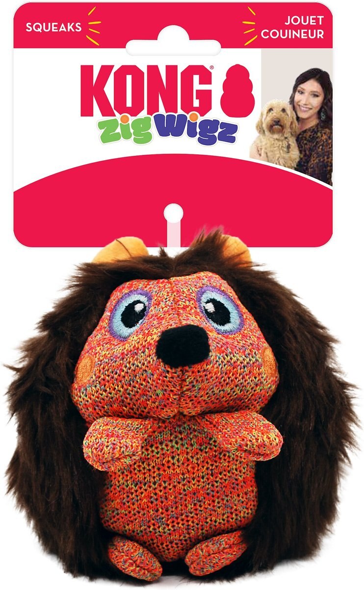 KONG ZigWigz Hedgehog Squeaky Plush Dog Toy， Medium