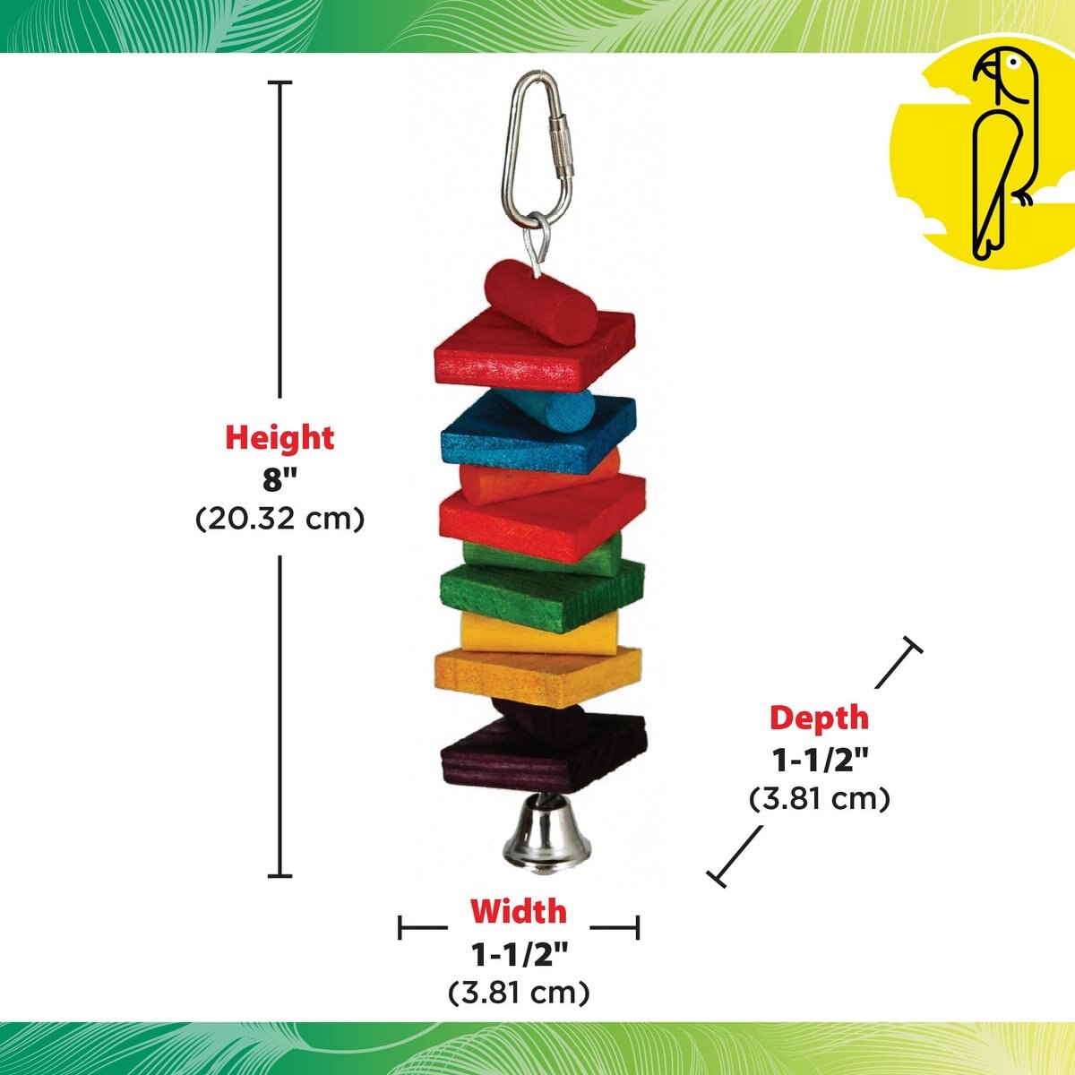 Caitec Featherland Paradise Rainbow Stack Bird Toy， Small