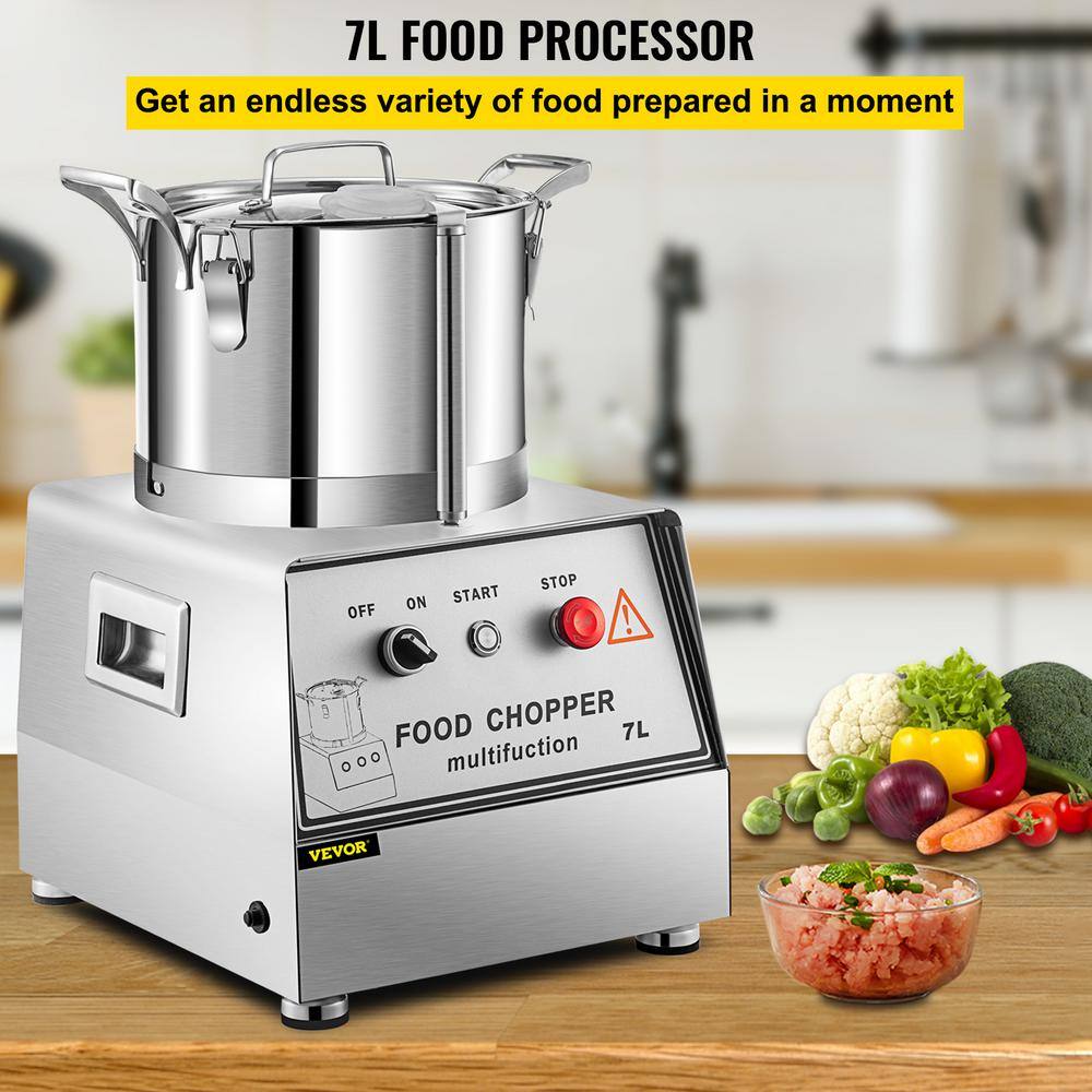 VEVOR 29-Cup Silver Commercial Food Processor Stainless Steel Processor Electric Food Cutter Mixer 1400 RPM Grains Mill FSJQS806QSJ6L0001V1