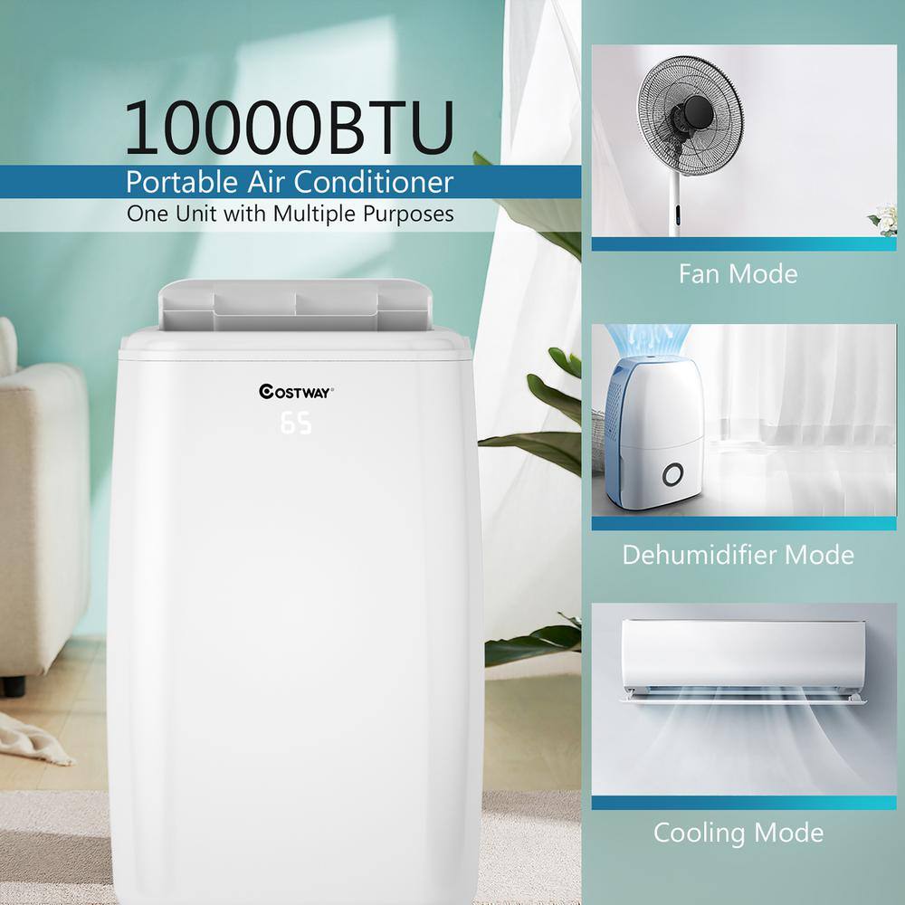 Costway 6000 BTU(DOE) 10000 BTU (ASHRAE) Portable Air Conditioner 350 sq. ft. with Dehumidifier with Remote in White ES10043