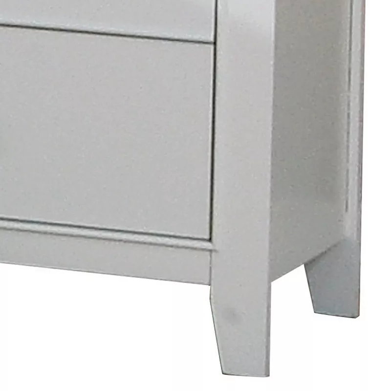 Contemporary Nightstand With 2 Drawers， White