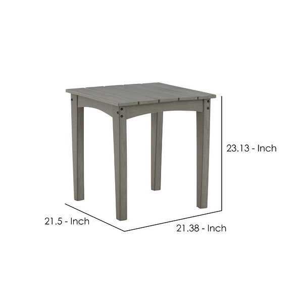 End Table with Slatted Top and Tapered Legs， Gray