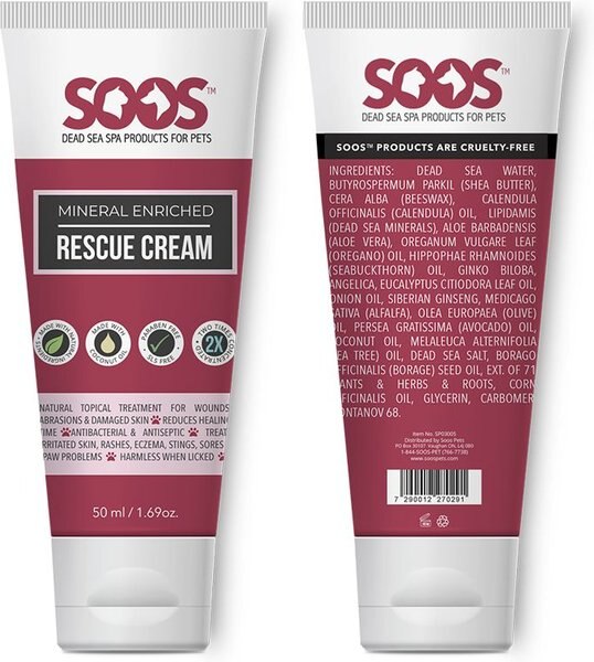 Soos Pets Mineral Enriched Rescue Cream for Dogs and Cats， 1.7-oz bottle