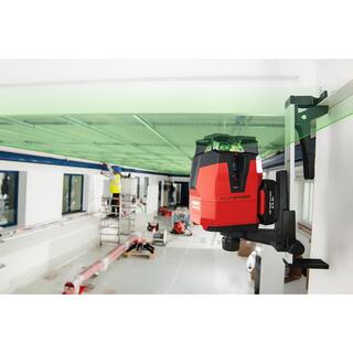 Hilti 33 ft. PM 40-MG Multi-Line Green Laser with Receiver Wall Mount and Adapter 3586412