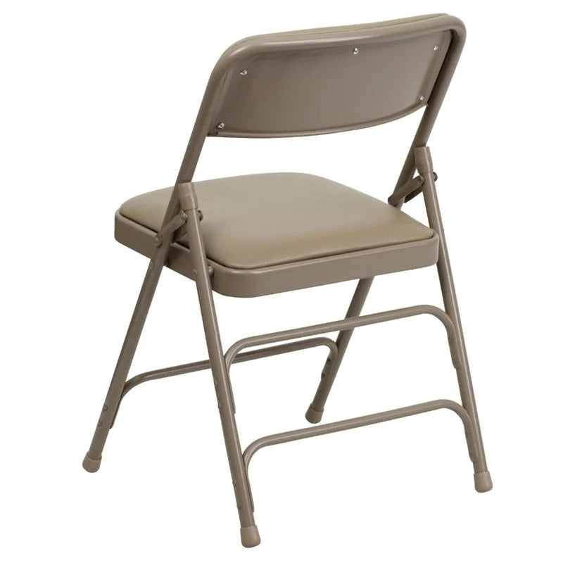 Bowery Hill 17.5'' Vinyl/Steel Metal Heavy-Duty Folding Chair in Beige