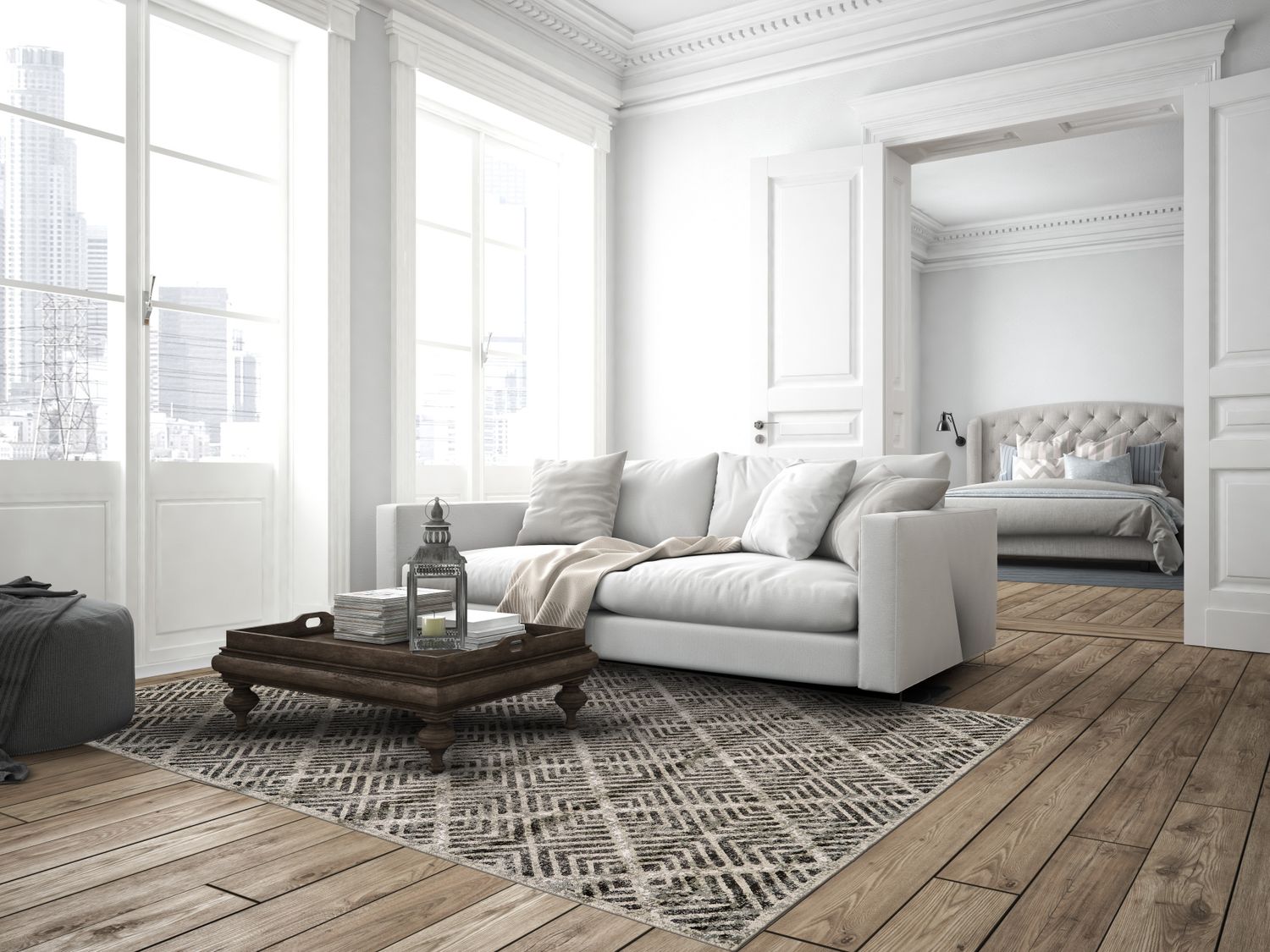 Alessandria Gray and Ivory Rug by BD Fine