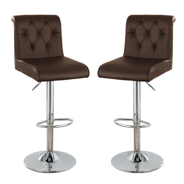 Set of 2 Faux Leather Adjustable Barstool