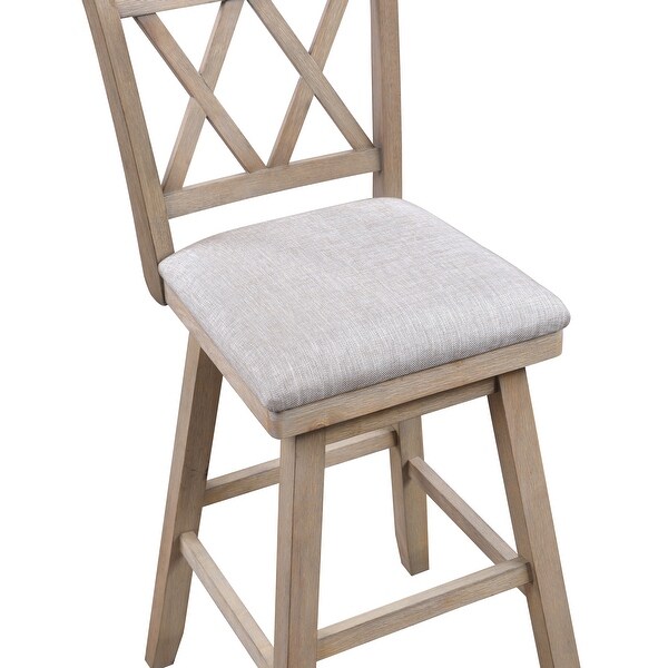 Wooden Linen Swivel Bar Counter Stool