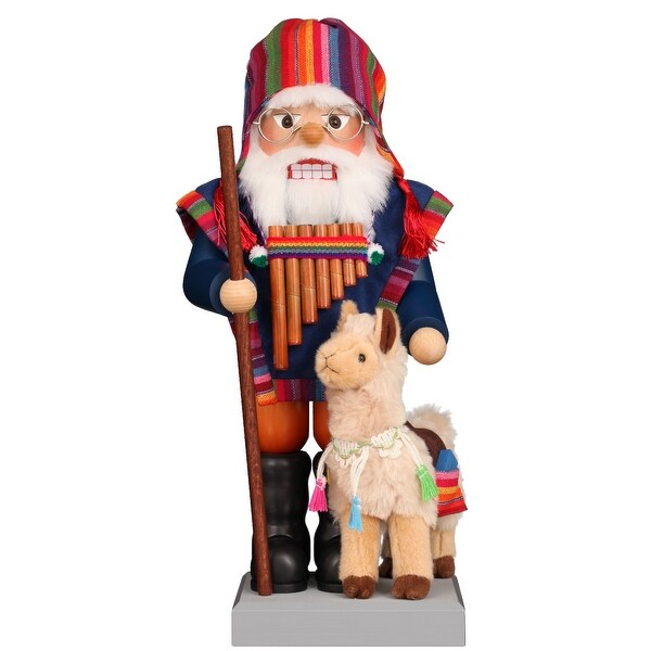 17.5” Santa with Llama Christmas Tabletop Figurine