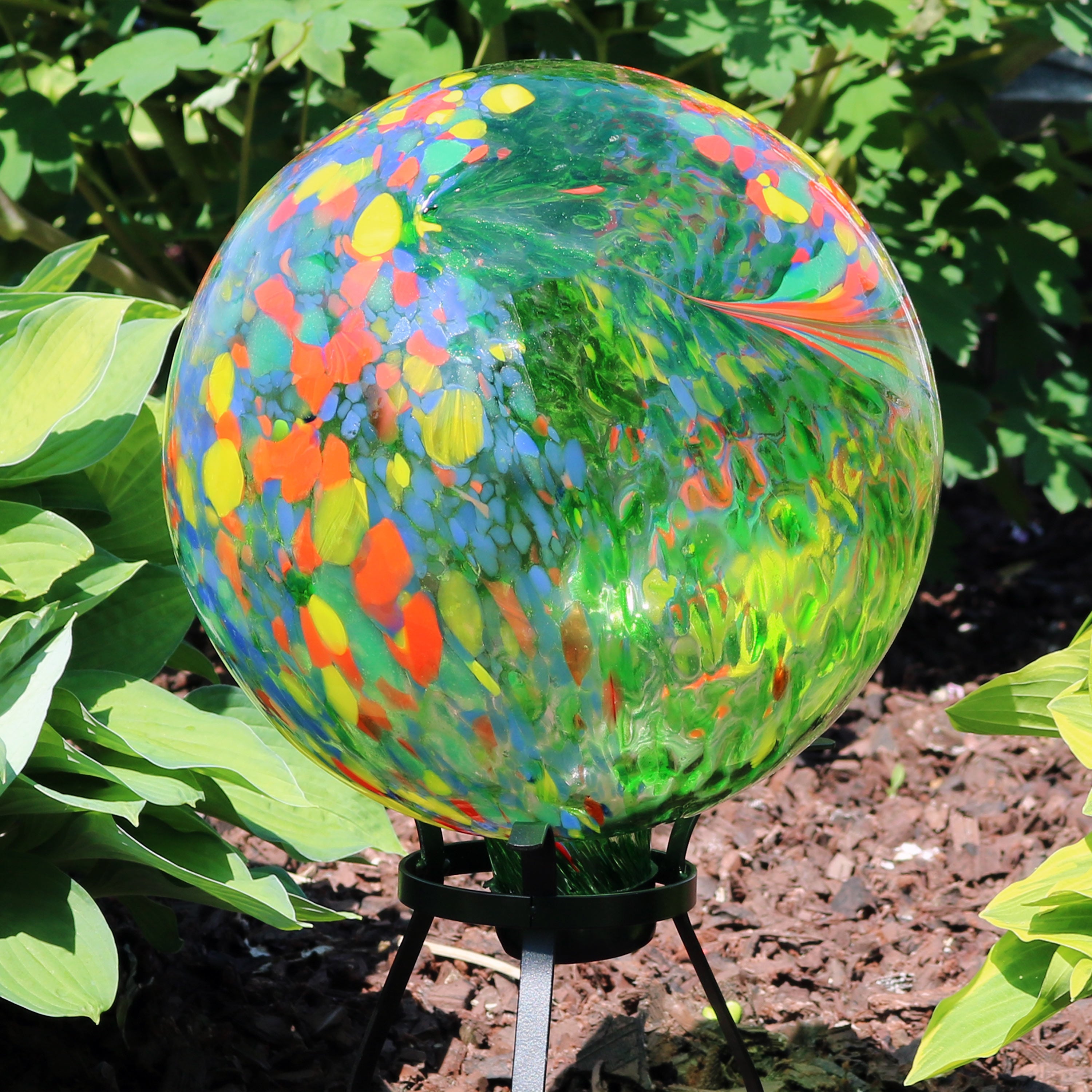 Sunnydaze Indoor/Outdoor Artistic Gazing Globe Glass Garden Ball for Lawn, Patio or Indoors - 10" Diameter - Green