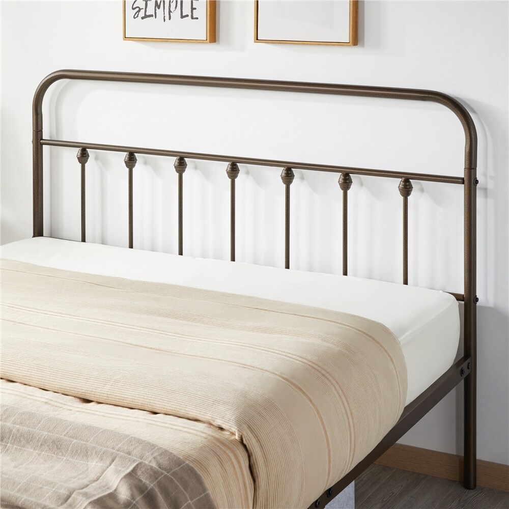 Yaheetech Classic Iron Platform Bed with High Headboard and Footboard Strong Metal Framed Bed