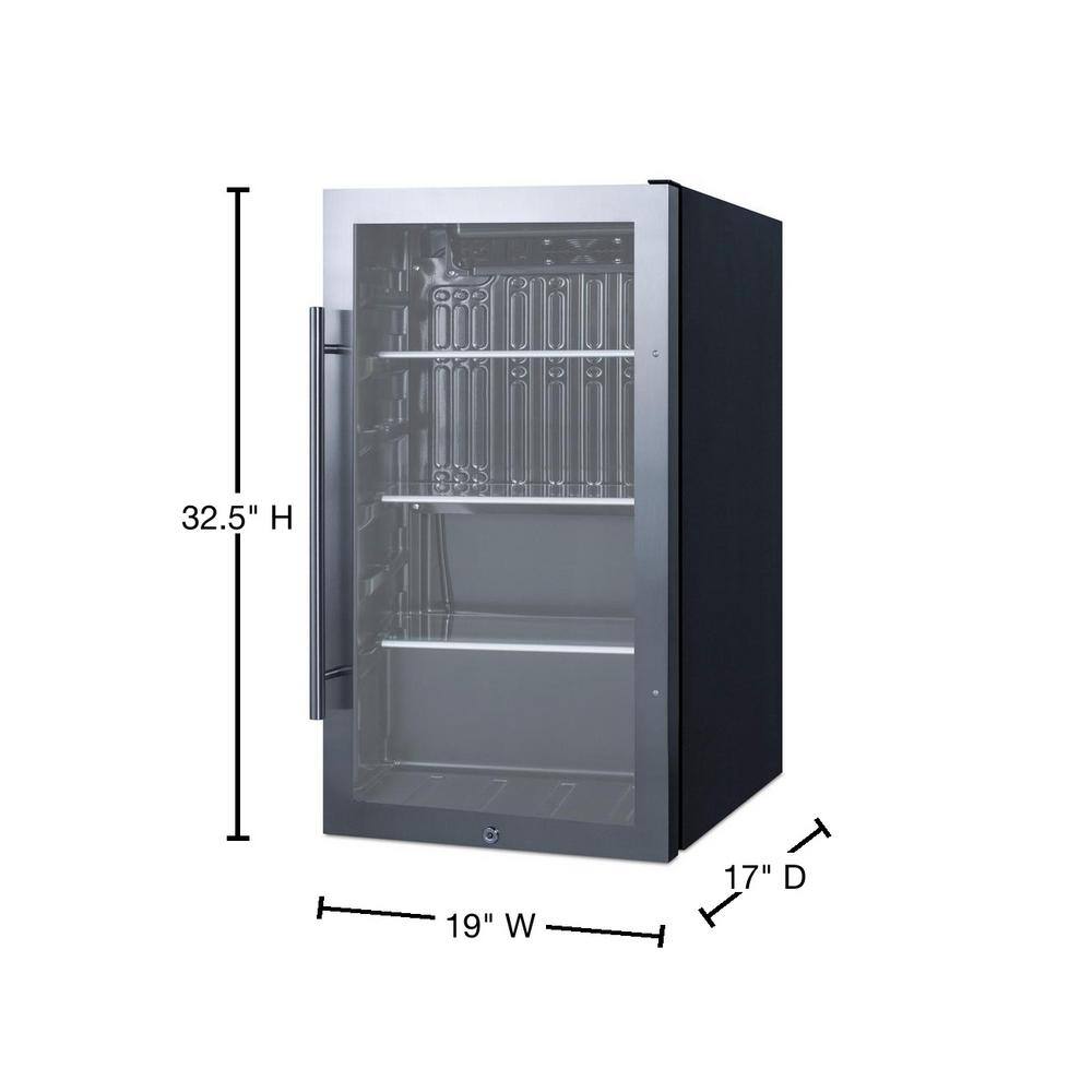 Summit Appliance Shallow Depth 19 in. Mini Fridge with Glass Door ADA Compliant SPR488BOSADA