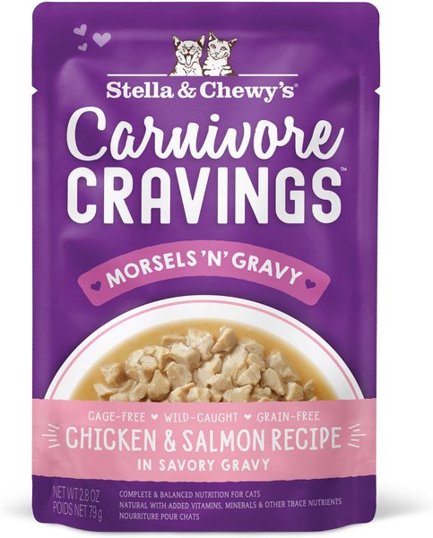 Stella and Chewy's Carnivore Cravings Morsels'N'Gravy Chicken and Salmon Recipe， 2.8-oz pouch， case of 12