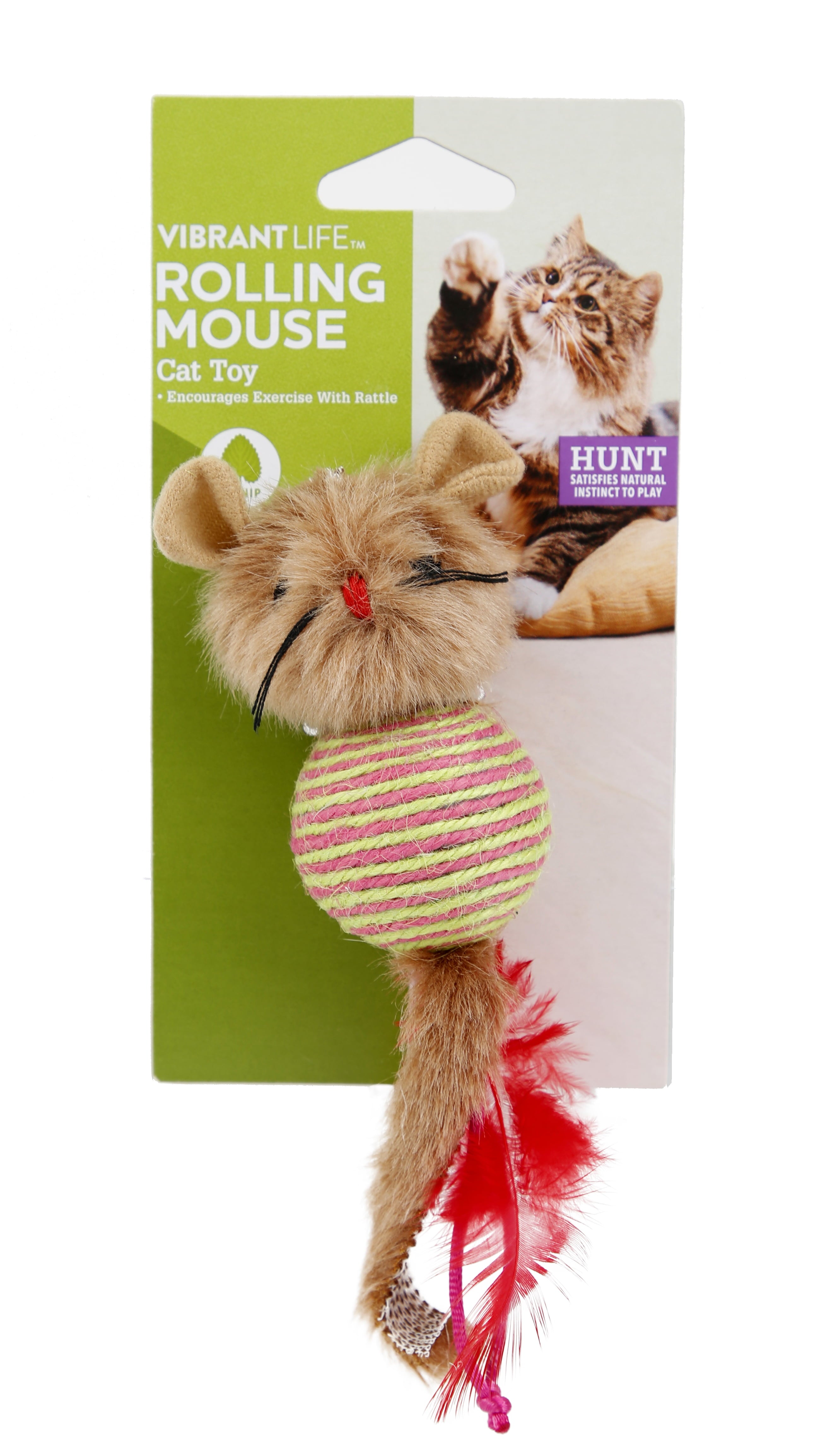 Vibrant Life Rolling Mouse Catnip and Mouse Cat Toy， 1ct