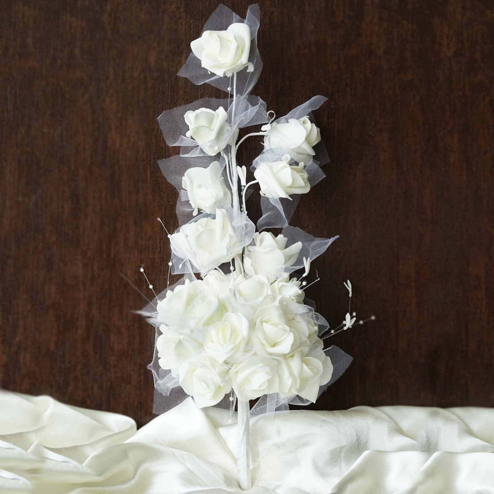 24 Pc Bouquet Cream Artificial Handcrafted Foam Rose Flowers