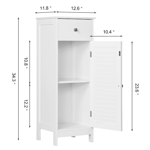 SmileMart Wooden Storage Floor Cabinet with Drawer and Single Shutter Door for Bathroom Living Room, White