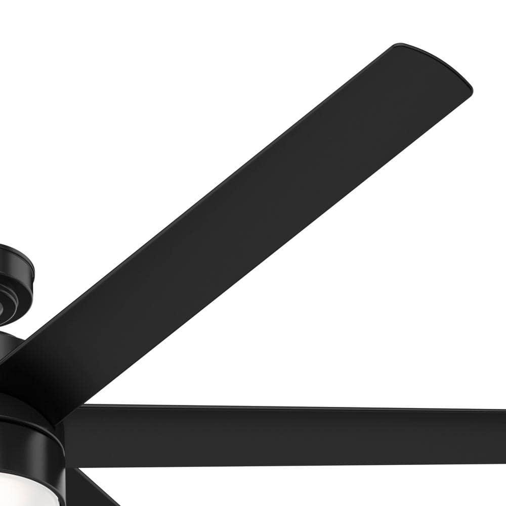 Hunter Solaria 72 in Integrated LED Outdoor Matte Black Ceiling Fan with Light Kit and Remote Control