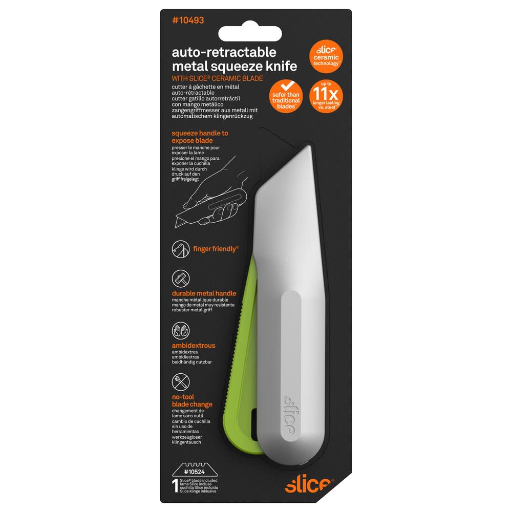 Slice Squeeze Knife Auto Retractable Metal Handle