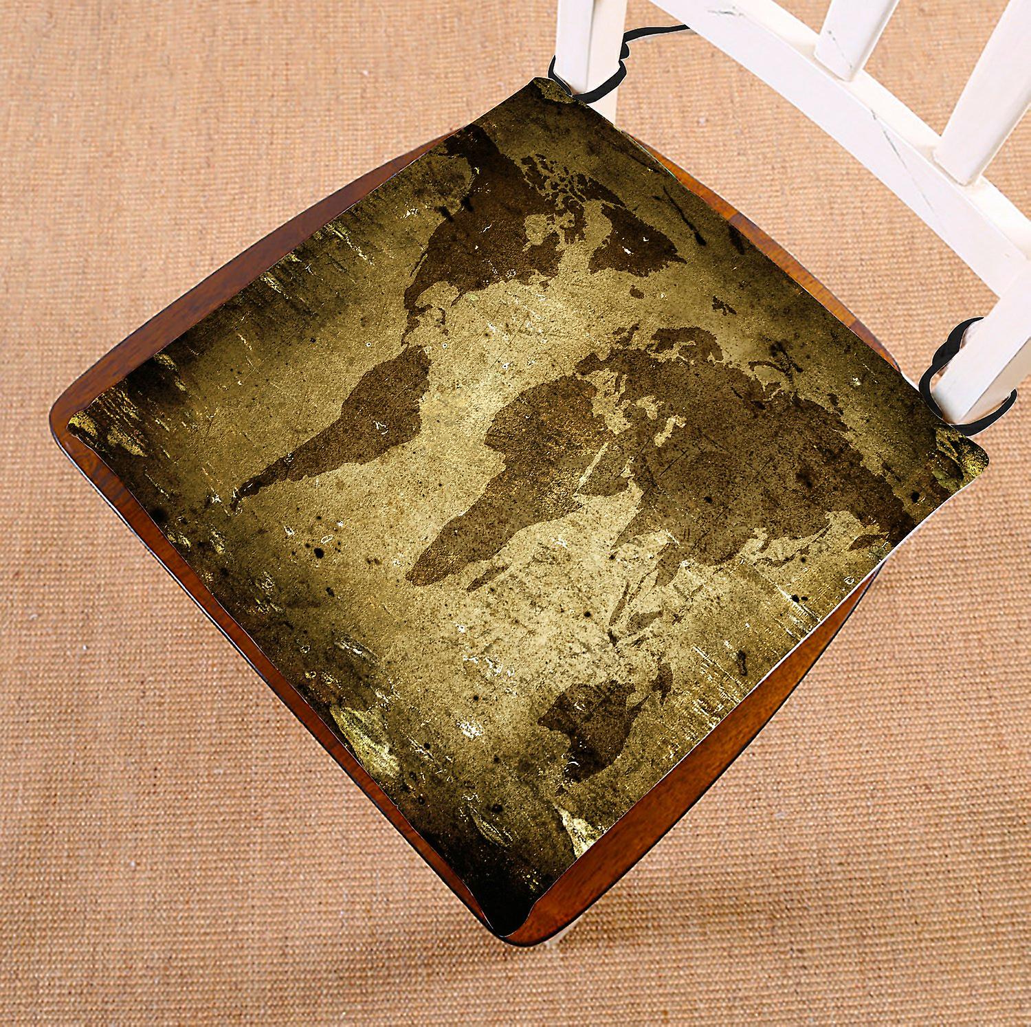 Vintage Chair Pad， Ancient World Map Seat Cushion Chair Cushion Floor Cushion 40x40 Cm