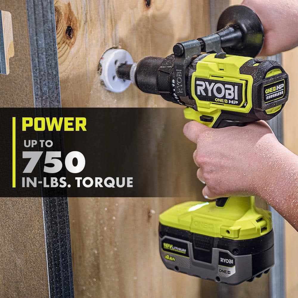 RYOBI ONE+ HP 18V Brushless Cordless 1/2 in. Hammer Drill Kit with (2) 2.0 Ah Batteries, Charger, and Bag PBLHM101K2