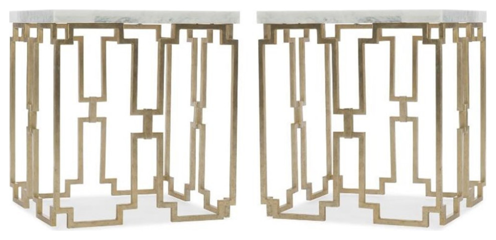 Home Square Metal End Table in White Marble and Gold Base   Set of 2   Contemporary   Side Tables And End Tables   by Homesquare  Houzz