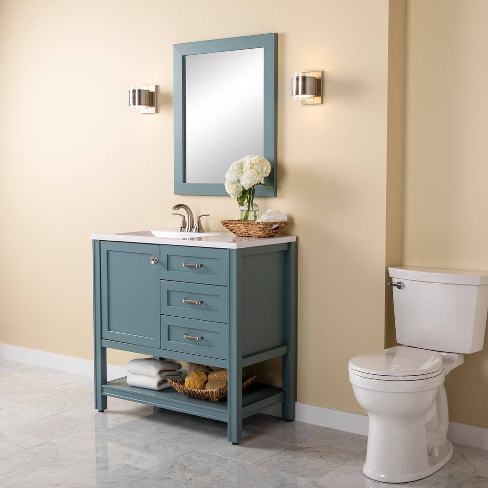 Home Decorators Collection Northwind 36.25 in. W x 18.75 in. D Bath Vanity in Sage with Cultured Marble Vanity Top in White with Integrated Sink B36X20134