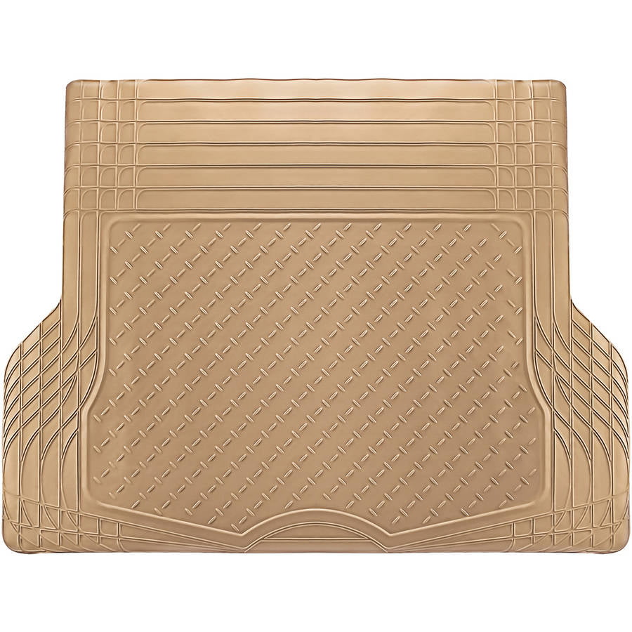 OxGord WeatherShield HD Heavy Duty Rubber Trunk Cargo Liner Floor Mat， Trim-to-Fit for Car， SUV， Van and Trucks， Beige