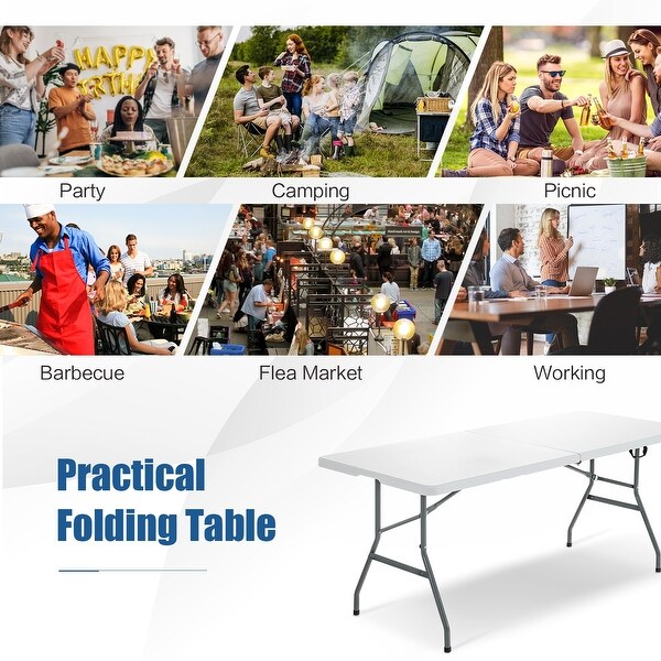 6 FT Portable Folding Camping Table with Carrying Handle for Picnic